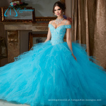 Beading Crystal Cascading Ruffle Real Sample Quinceanera Dress